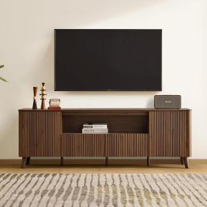 CHITA TV Stands for Living Room, Mid Century Modern TV Stand for 80 inch TV with Storage, Drawers, Adjustable Shelves, Walnut(Walnut)